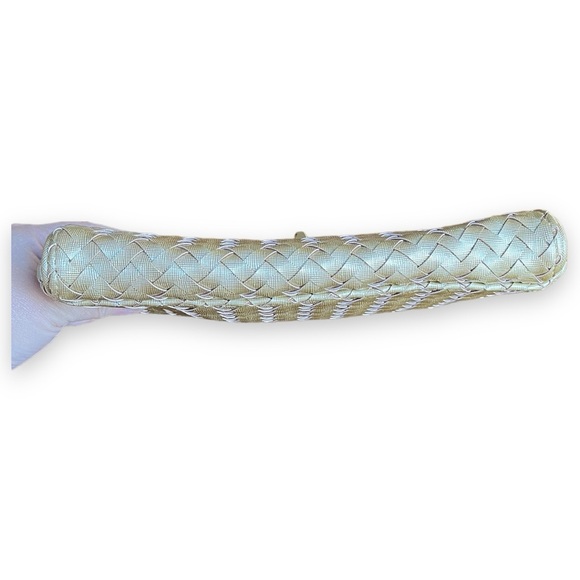 Deux Lux Convertible Crossbody Clutch Bag in Woven Metallic Gold Vegan Leather - Picture 8 of 15